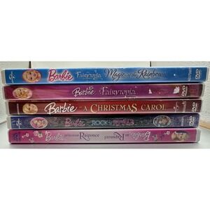 Barbie 5-DVD Movie Lot: Rapunzel, Rock 'N Royals, Christmas Carol, Fairytopia